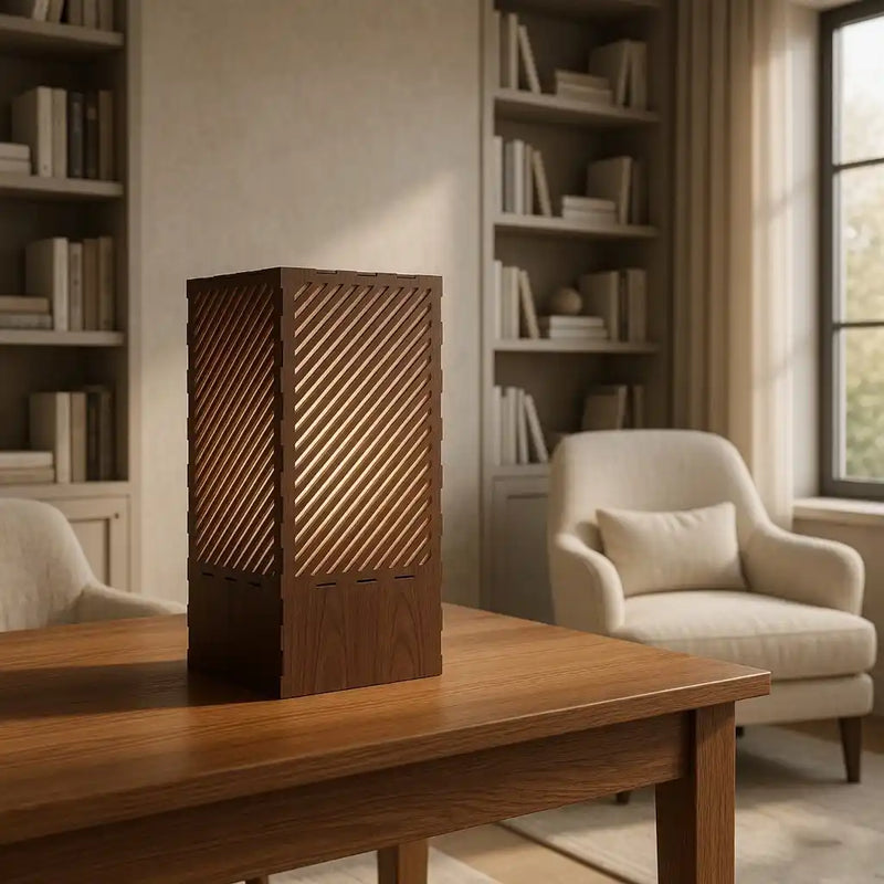 Wooden Night Light Modern Look Lining Pattern Table Lamp For Home Decor | Living Room
