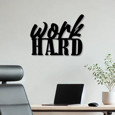 Work Hard Text Design Metal Art Wall Decor