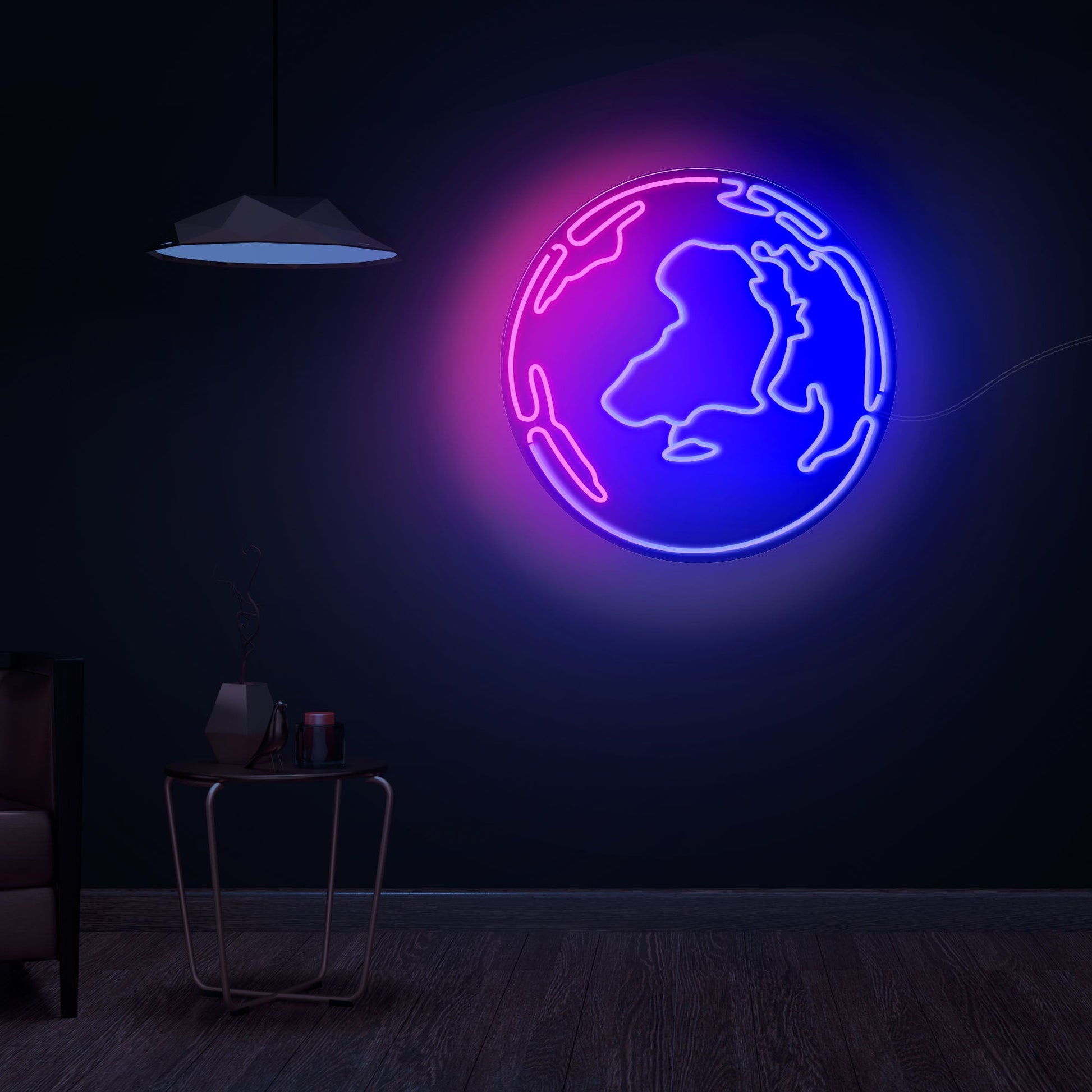 World Map on Earth Planet Neon Sign LED Light