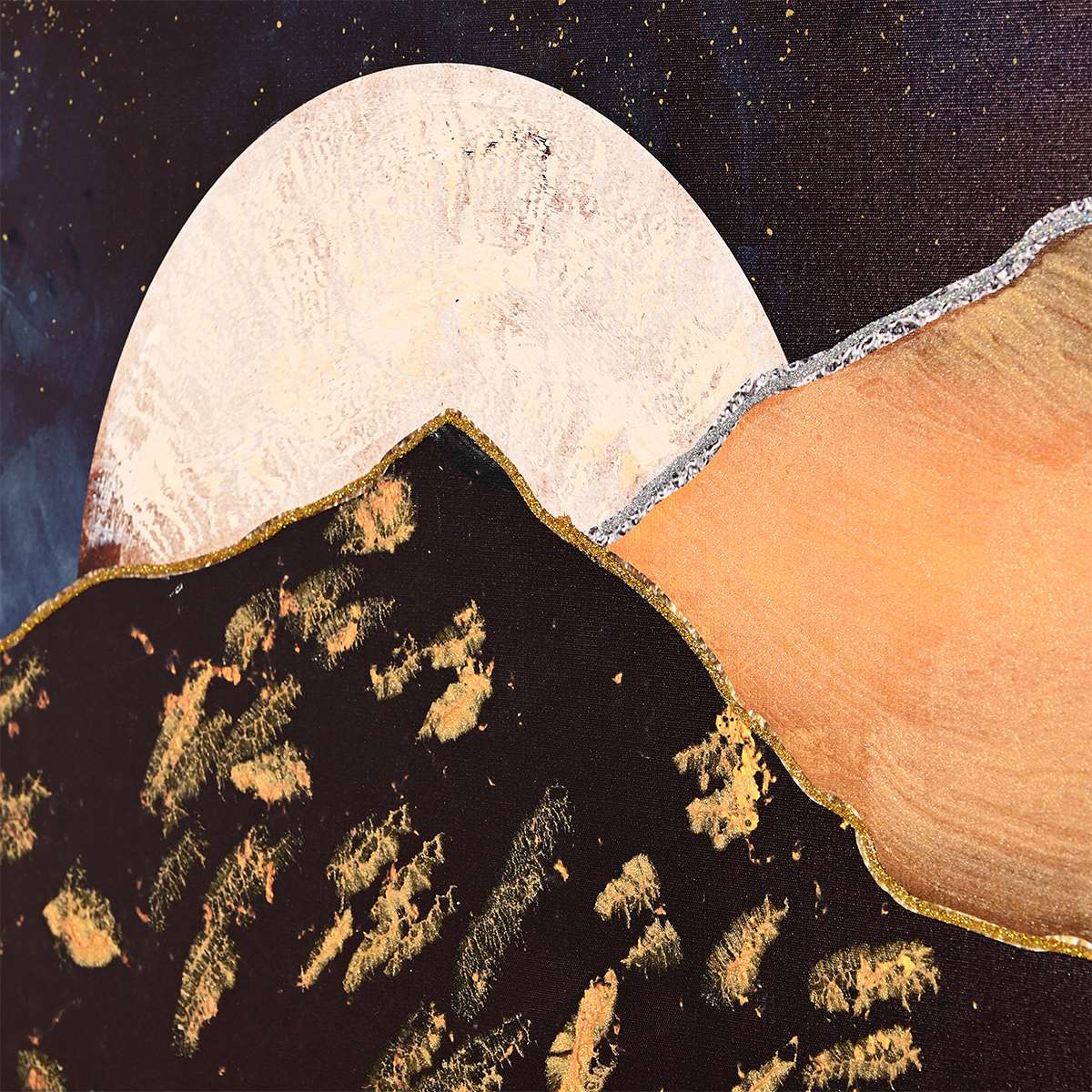 World of Colors Mountain Hand Painted Wall Painting with Floating Frame