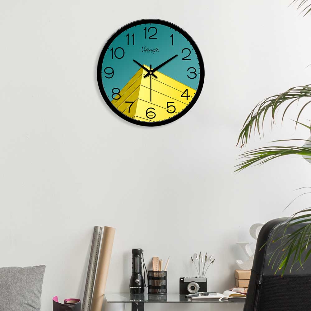 Yellow Building Corner Designer Wall Clock