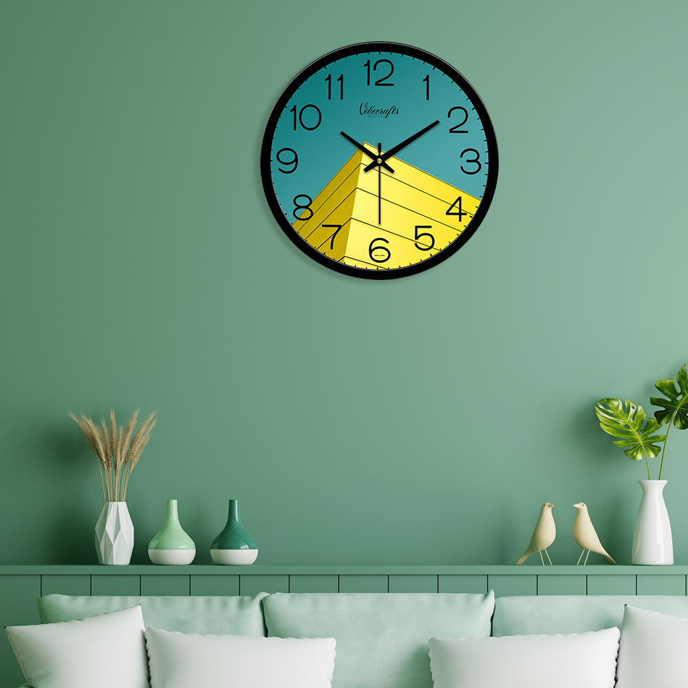 Yellow Building Corner Designer Wall Clock