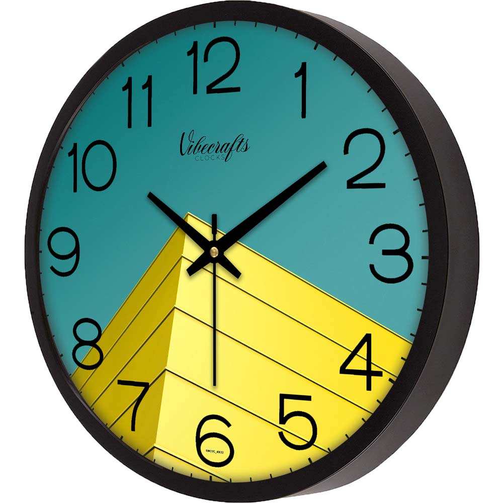 Yellow Building Corner Designer Wall Clock