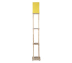 Yellow Color Cotton Shade 3 Tier Shelf Storage Solid Wooden Floor Lamp