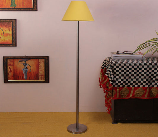 Yellow Color Decorative Conical Designer Steel Floor Lamp