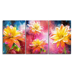 Yellow Flower Canvas Wall Painting of 3 Pieces