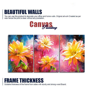 Yellow Flower Canvas Wall Painting of 3 Pieces