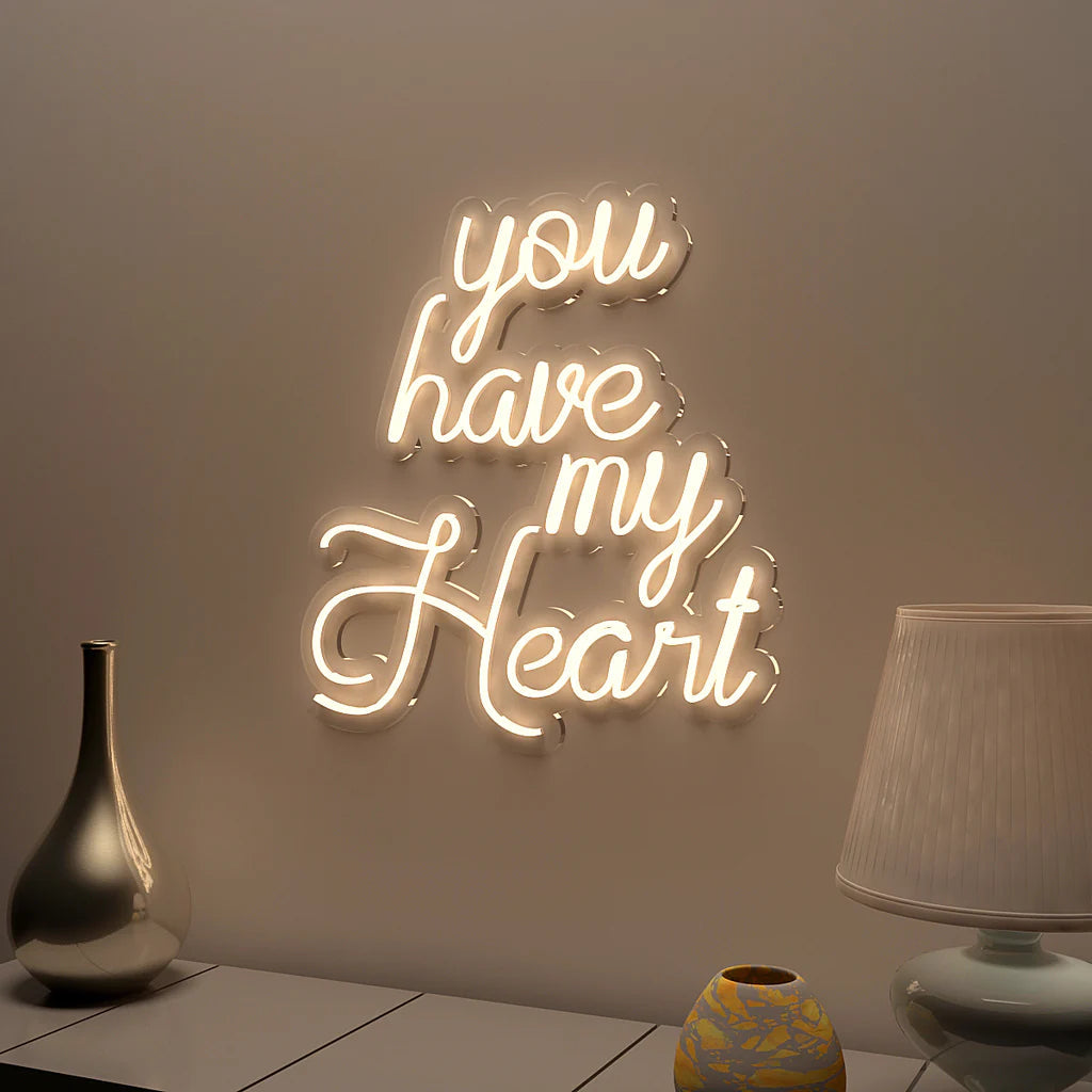 Heart neon sign table shops lamp