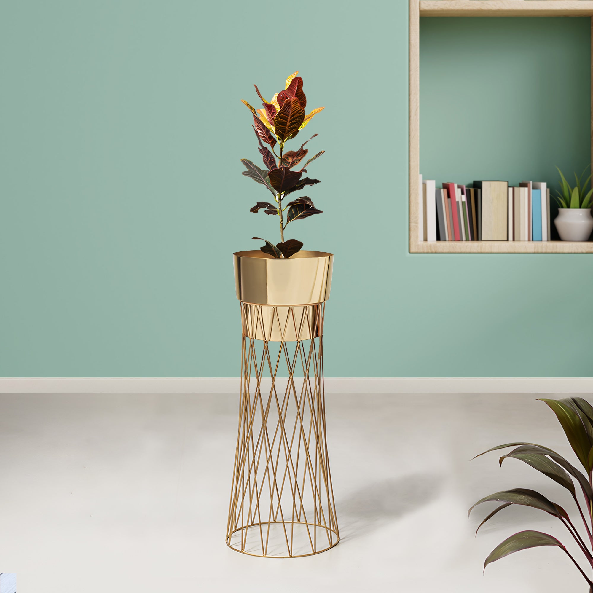 Zen Botanics Gold Stand & Ross Gold Pot - Large Size Planter