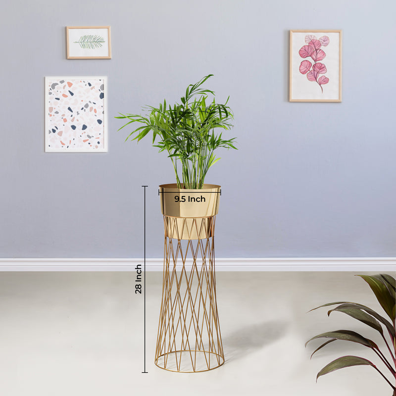 Zen Botanics Gold Stand & Ross Gold Pot - Medium Size Planter