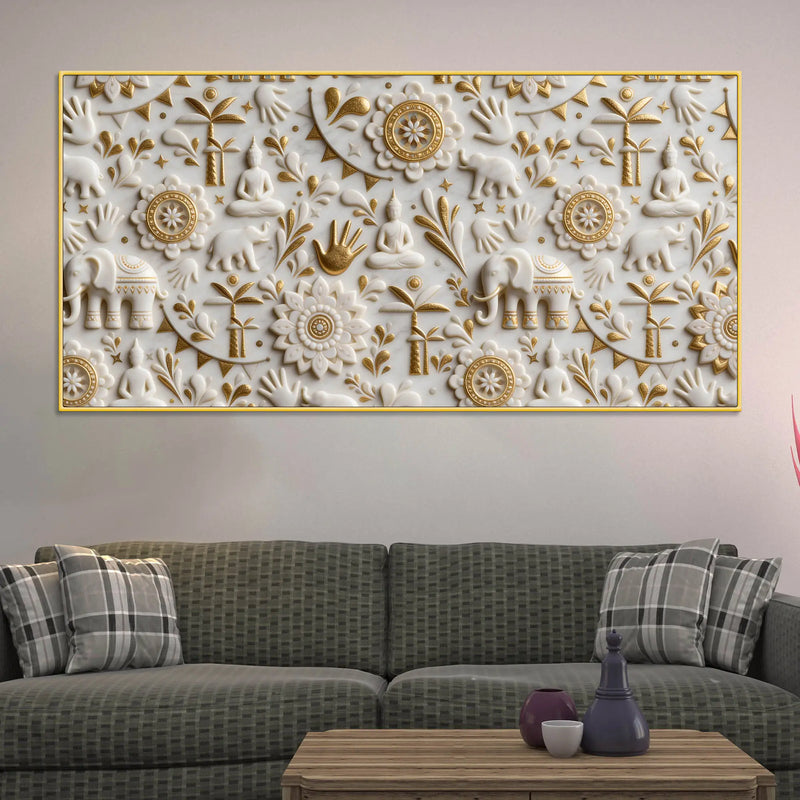 Zen Buddha and Elephant 3D Canvas Wall Painting