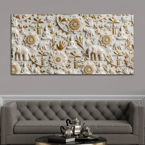 Zen Buddha and Elephant 3D Canvas Wall Painting