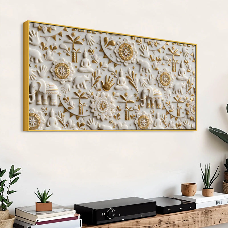 Zen Buddha and Elephant 3D Canvas Wall Painting