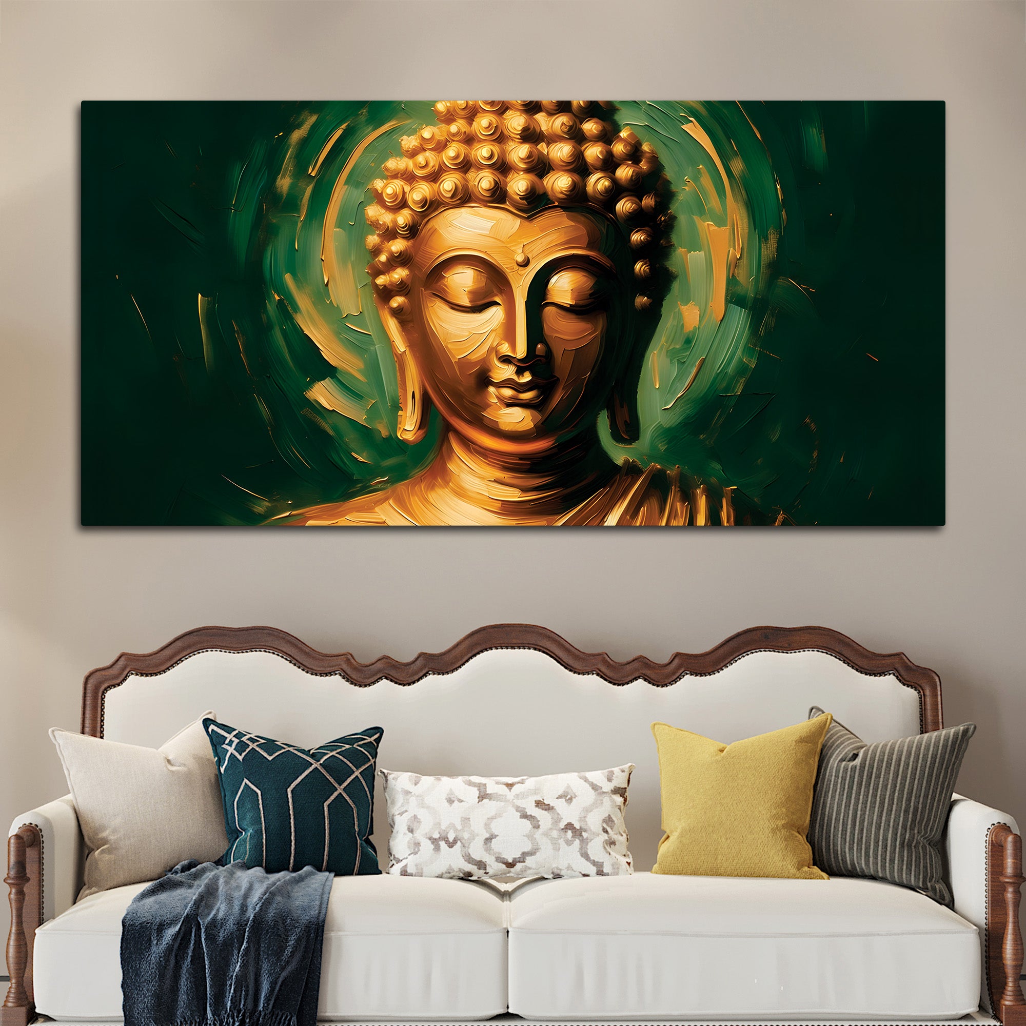 Zen Buddha Lotus Canvas Painting – Elegant Home Wall Decor