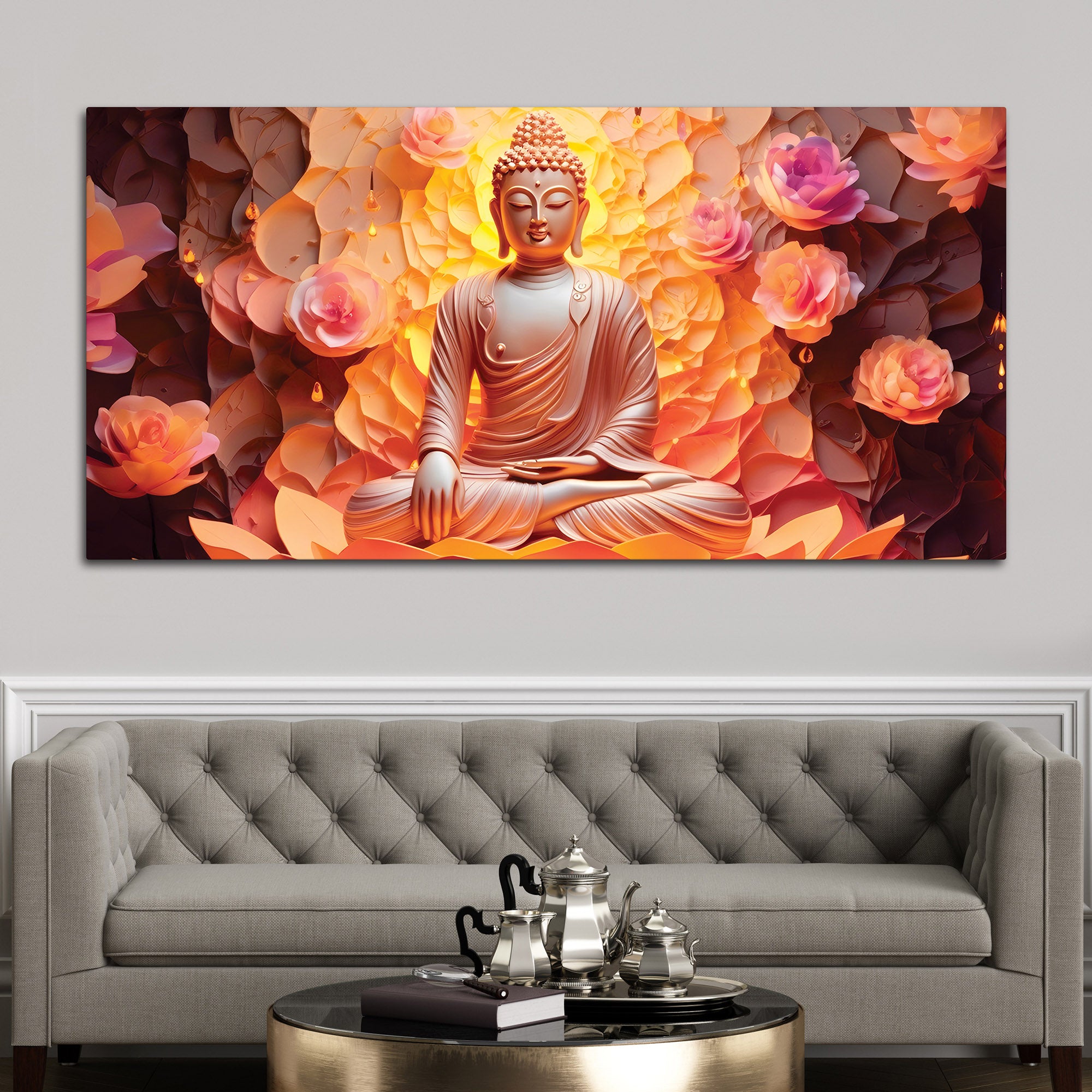 Zen Buddha Meditation Painting for Calm Interiors