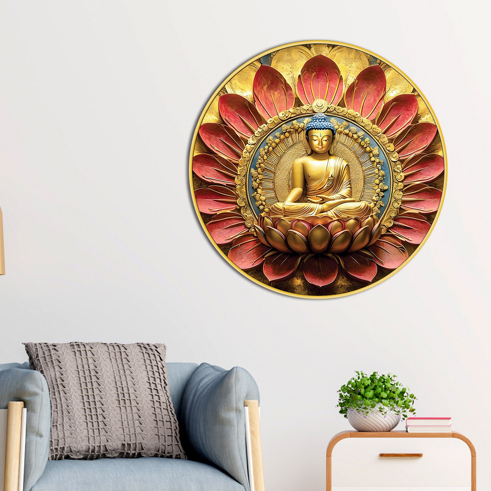 Zen Buddha Round Canvas Painting
