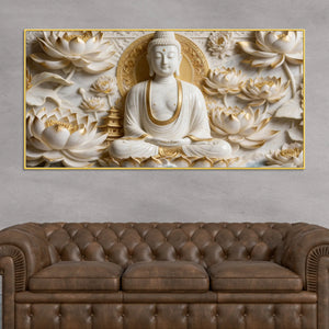 Zen Buddha with Lotus Blossoms 3D Canvas Wall Painting