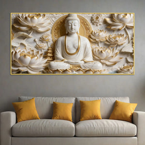 Zen Buddha with Lotus Blossoms 3D Canvas Wall Painting