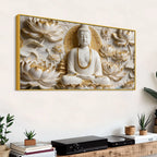 Zen Buddha with Lotus Blossoms 3D Canvas Wall Painting