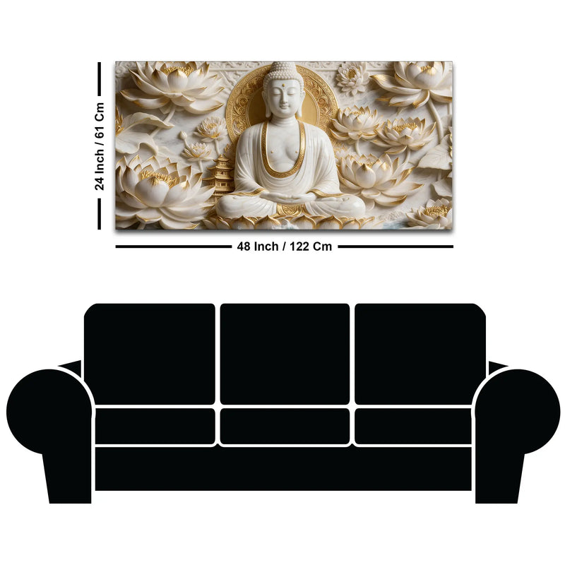 Zen Buddha with Lotus Blossoms 3D Canvas Wall Painting