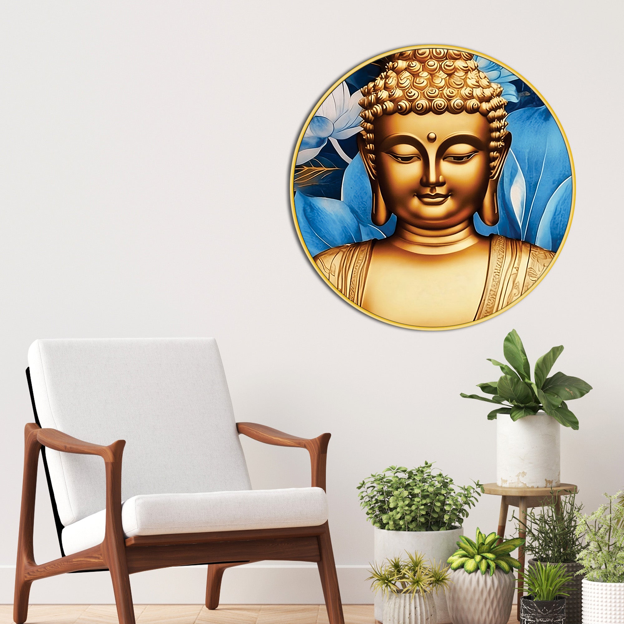 Zen Inspired Buddha Round Shape Painting