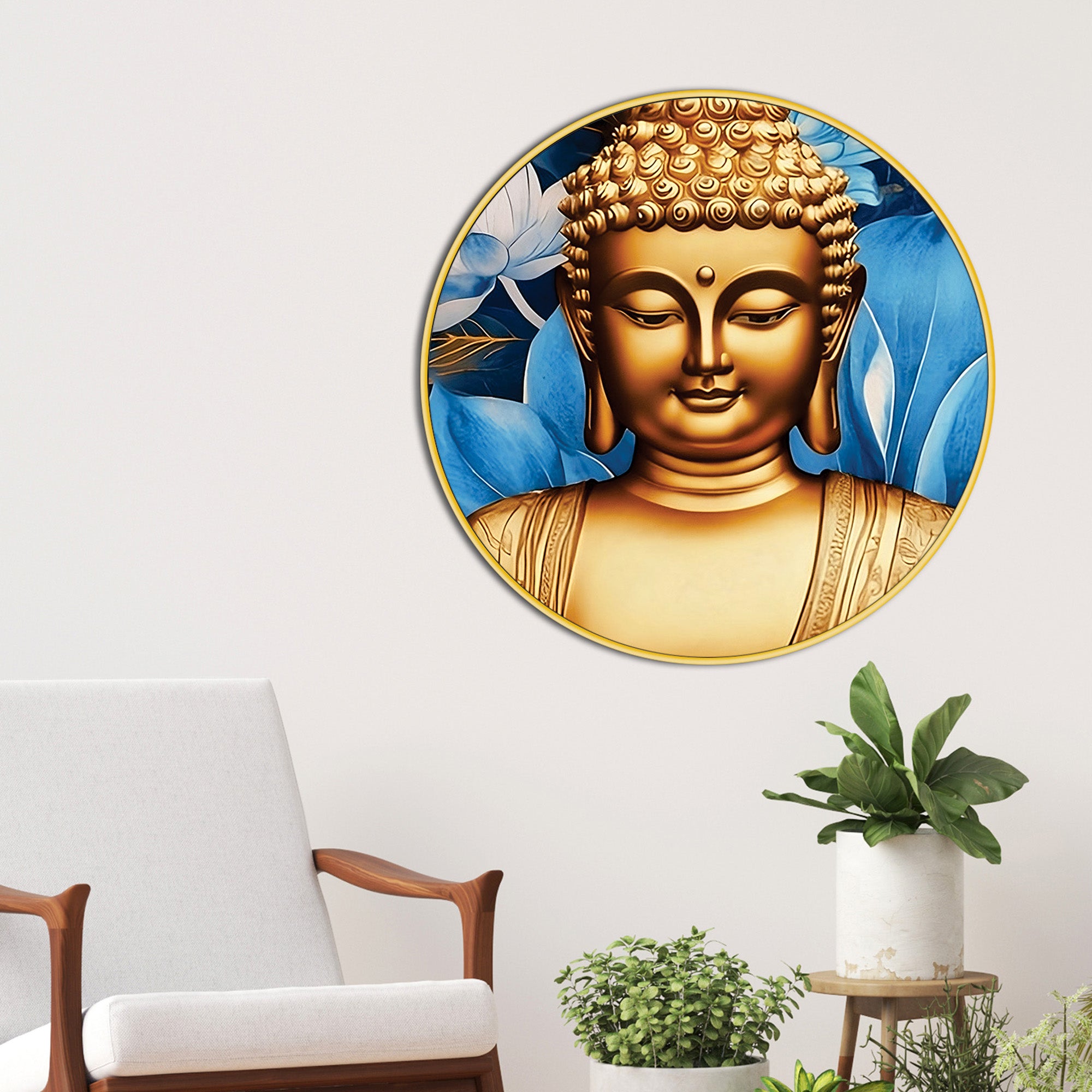 Zen Inspired Buddha Round Shape Painting