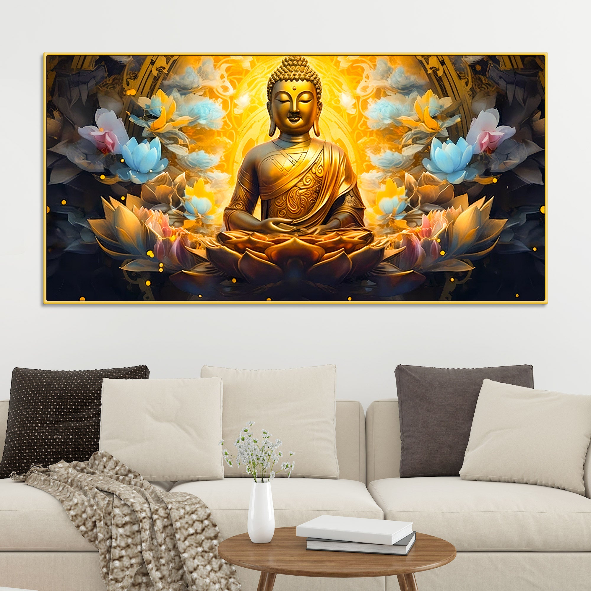 Zen Inspired Lord Buddha Canvas Painting for Wall Decor