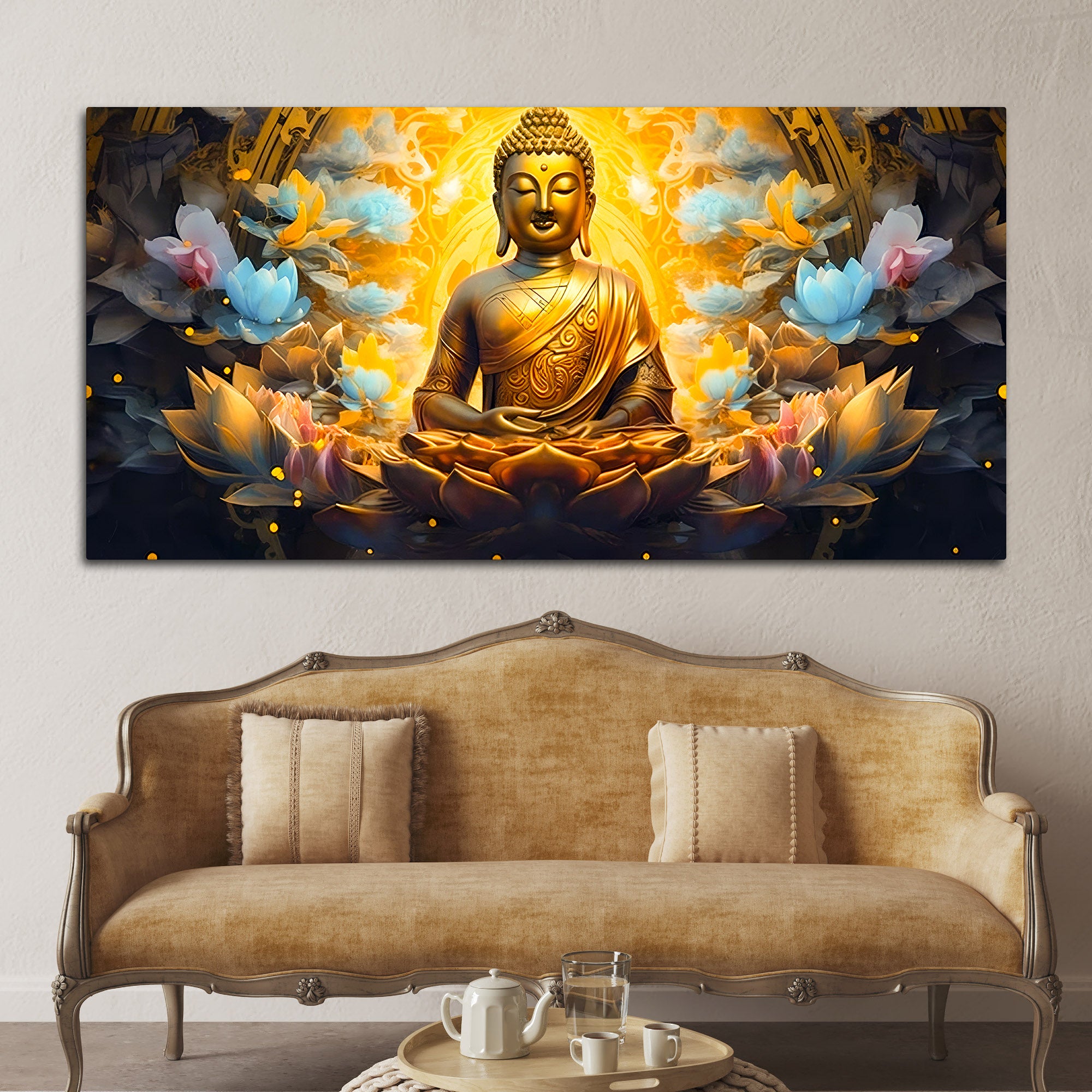 Zen Inspired Lord Buddha Canvas Painting for Wall Decor