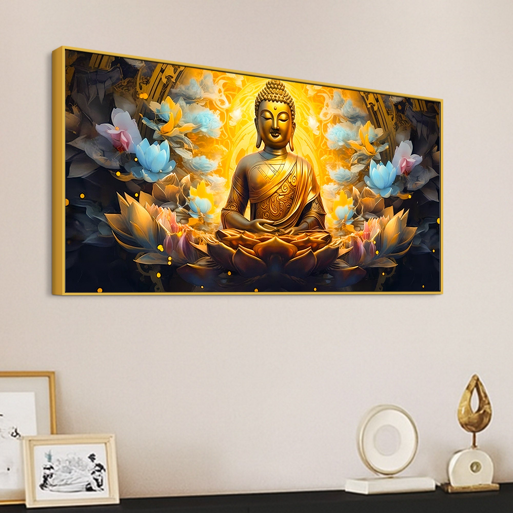 Zen Inspired Lord Buddha Canvas Painting for Wall Decor
