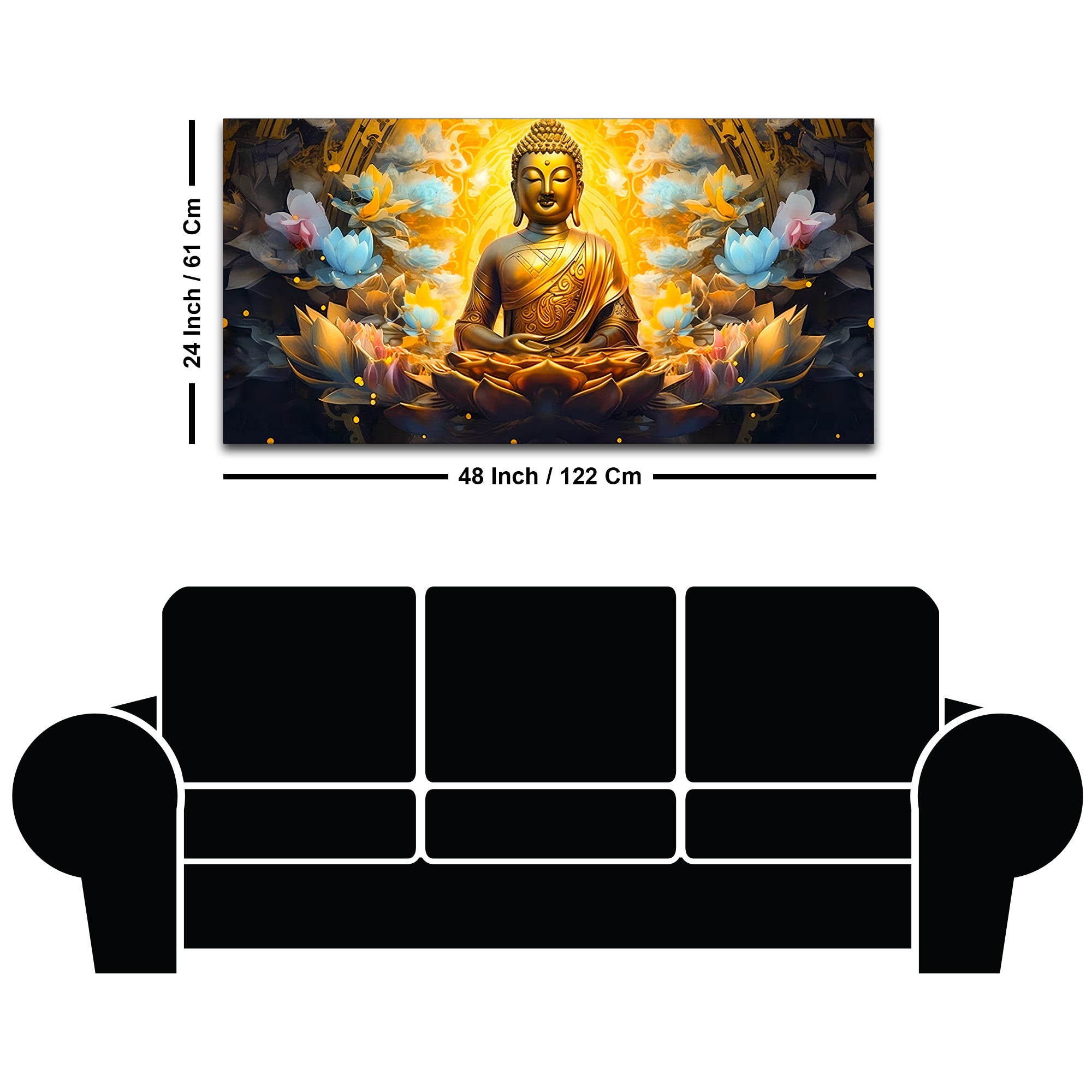 Zen Inspired Lord Buddha Canvas Painting for Wall Decor