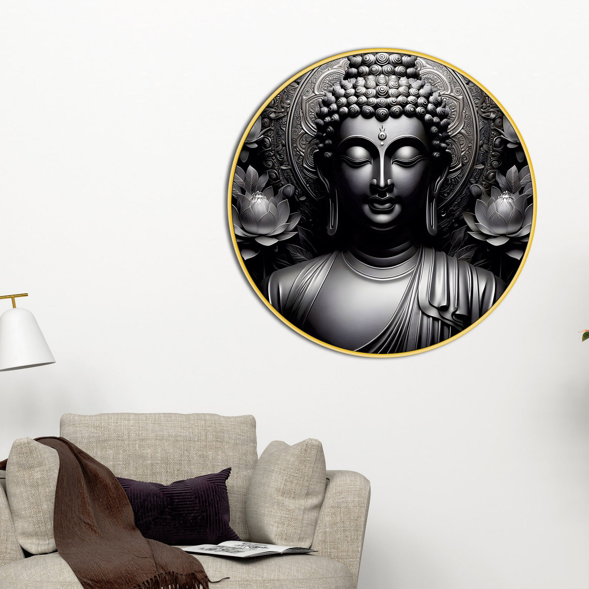 Zen Style Buddha Round Wall Art Painting