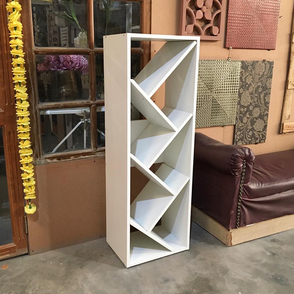 Zig Zag Wooden Bookshelf| Space Saving Floor Standing Bookshelf
