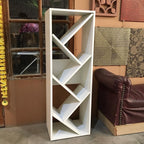 Zig Zag Wooden Bookshelf| Space Saving Floor Standing Bookshelf