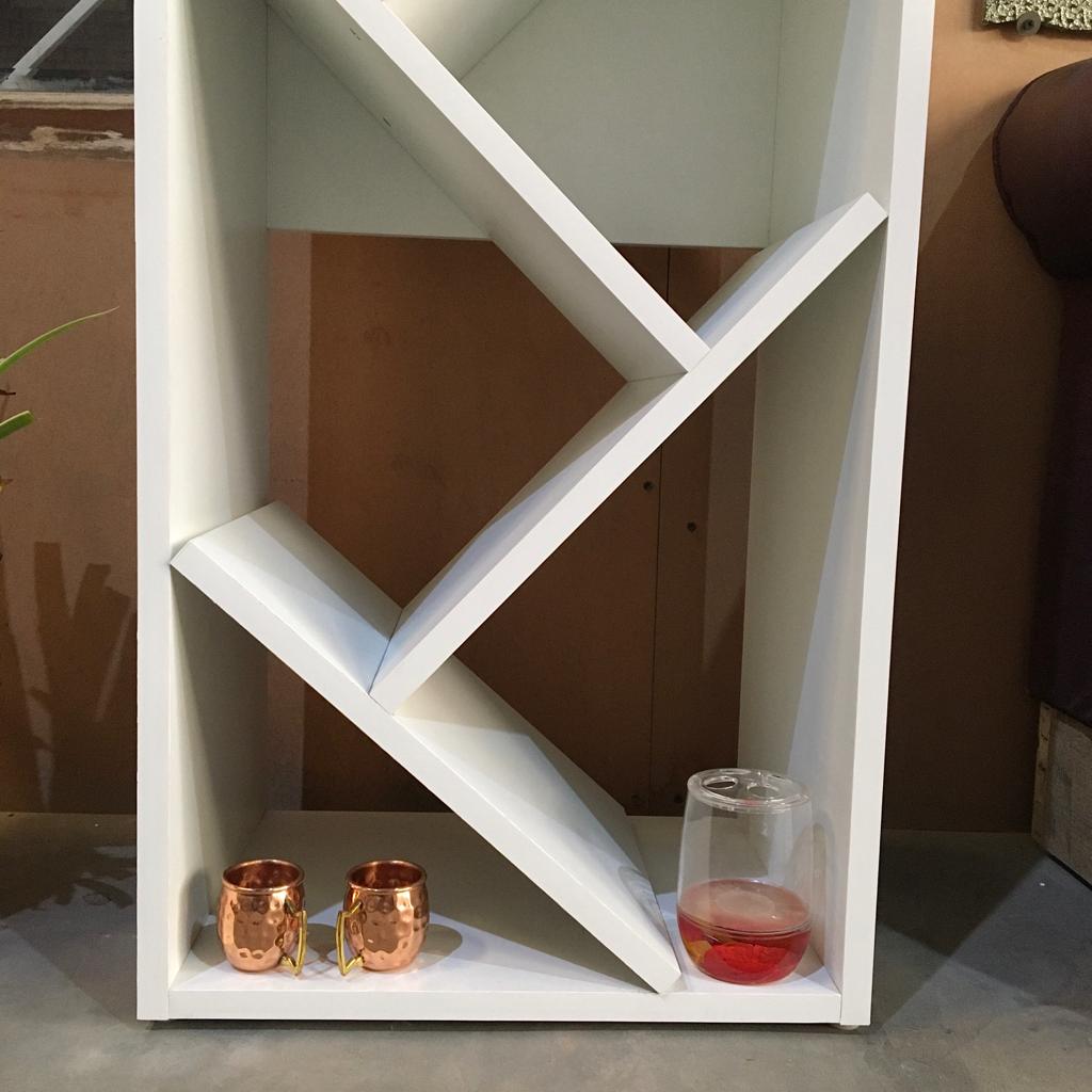 Zig Zag Wooden Bookshelf| Space Saving Floor Standing Bookshelf