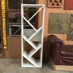 Zig Zag Wooden Bookshelf| Space Saving Floor Standing Bookshelf