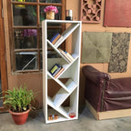 Zig Zag Wooden Bookshelf| Space Saving Floor Standing Bookshelf
