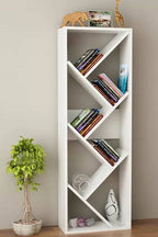 Zig Zag Wooden Bookshelf| Space Saving Floor Standing Bookshelf