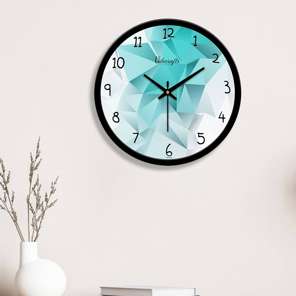 3D Abstract Design Shades Blue Color Wall Clock For Living Room