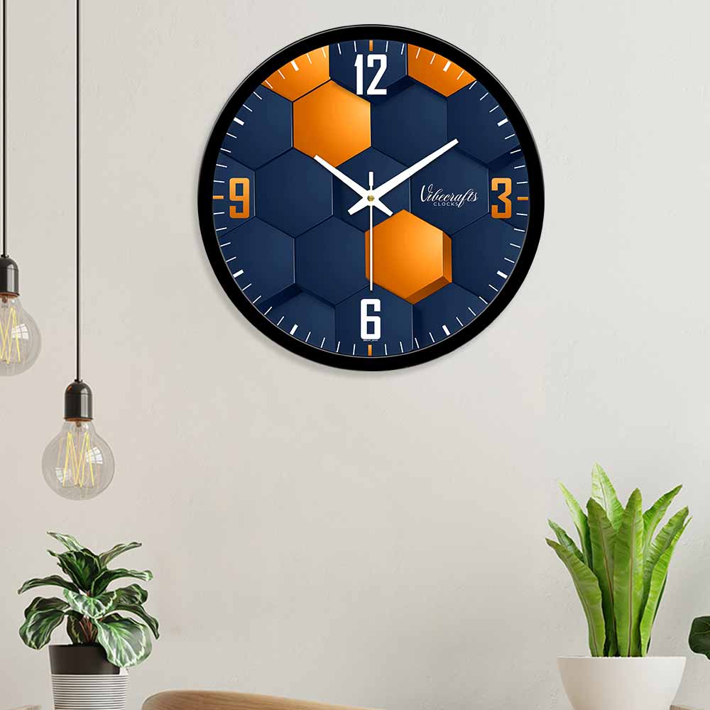 3D Hexagon Vector Designer Wall Clock