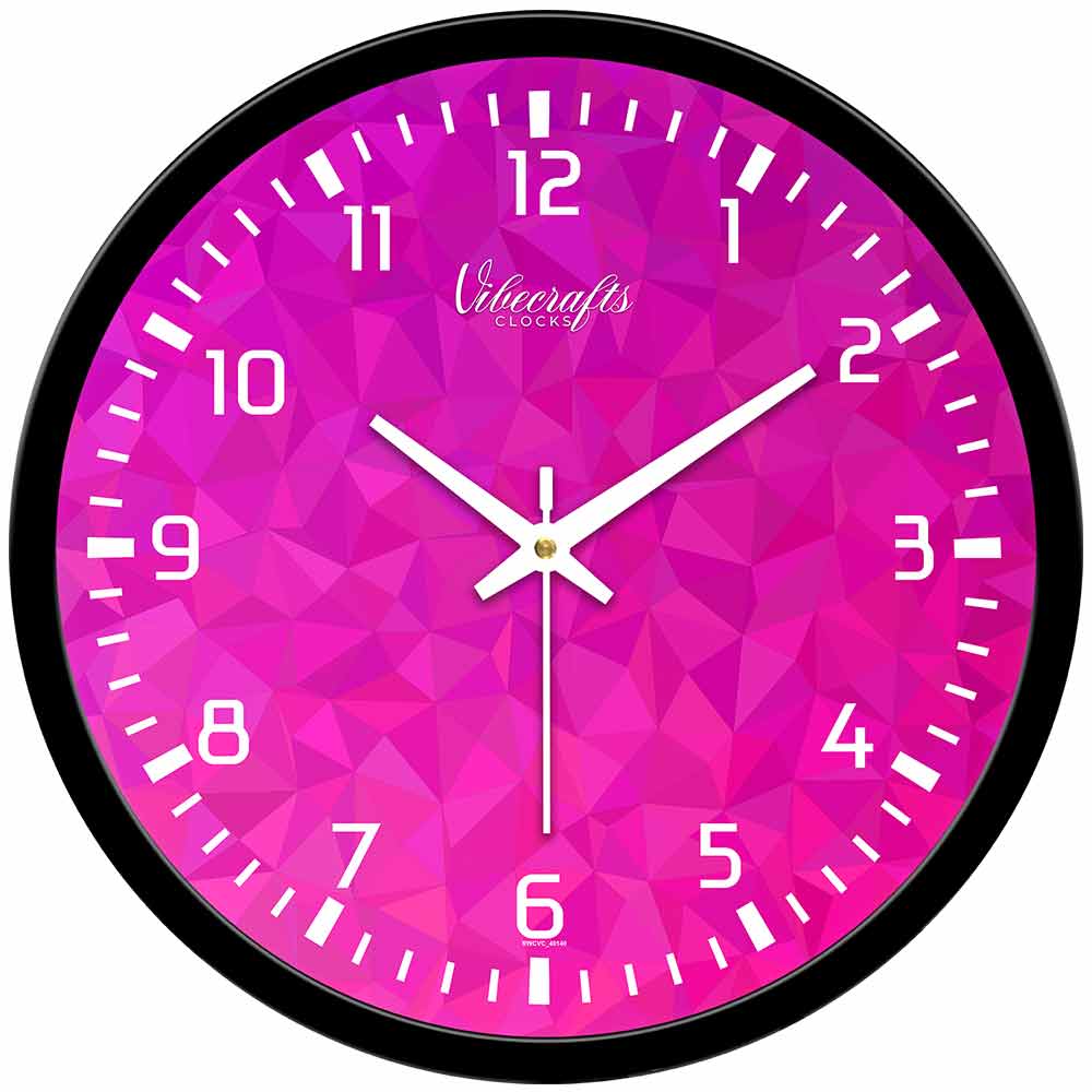 3D Polygon Pattern Pink Color Premium Wall Clock
