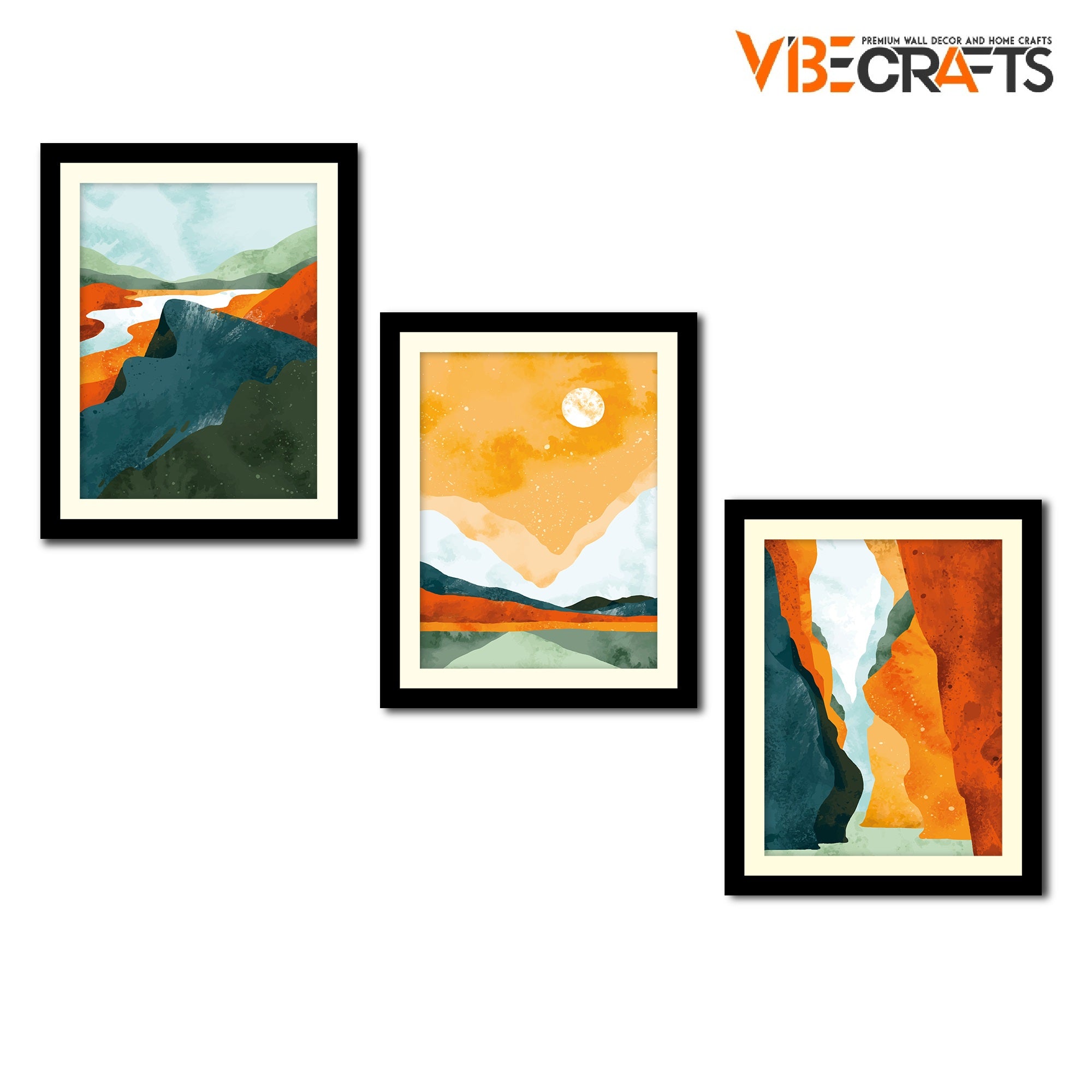 Abstract Art Landscape Wall Photo Frames Set of Three