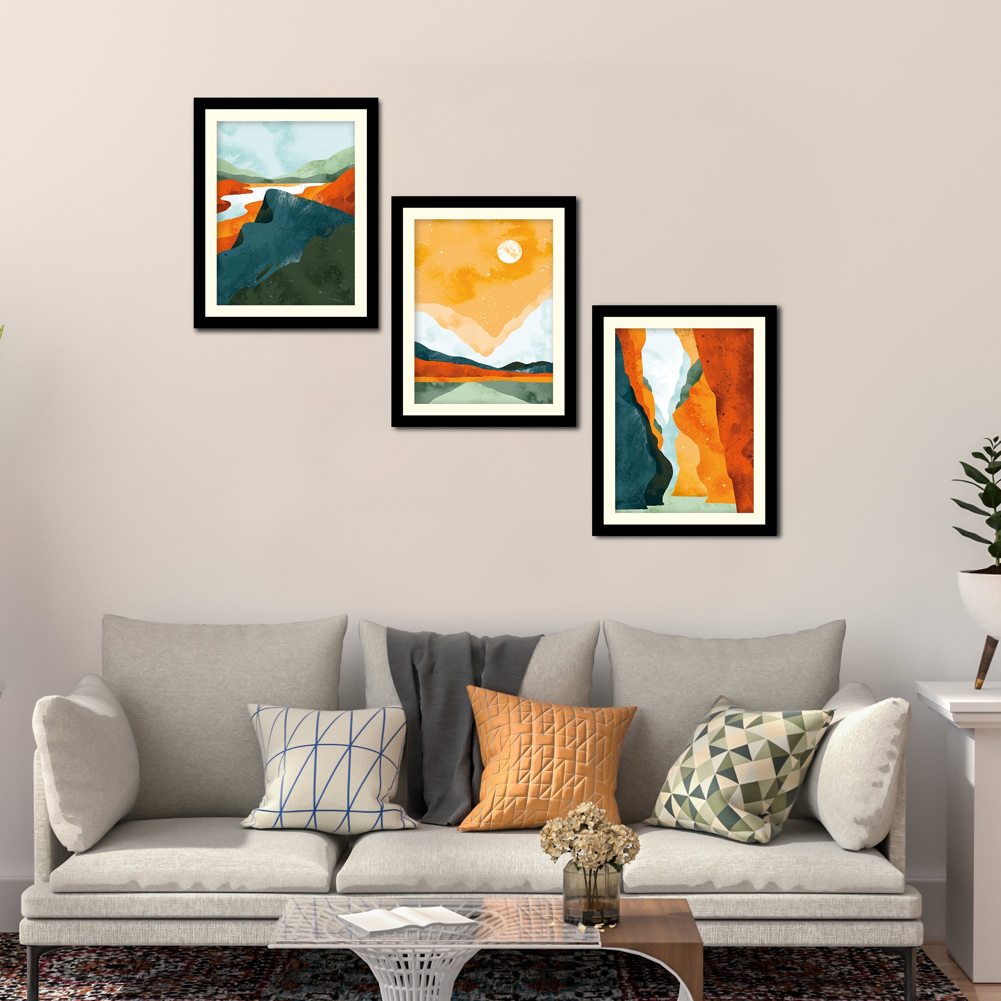 Abstract Art Landscape Wall Photo Frames Set of Three