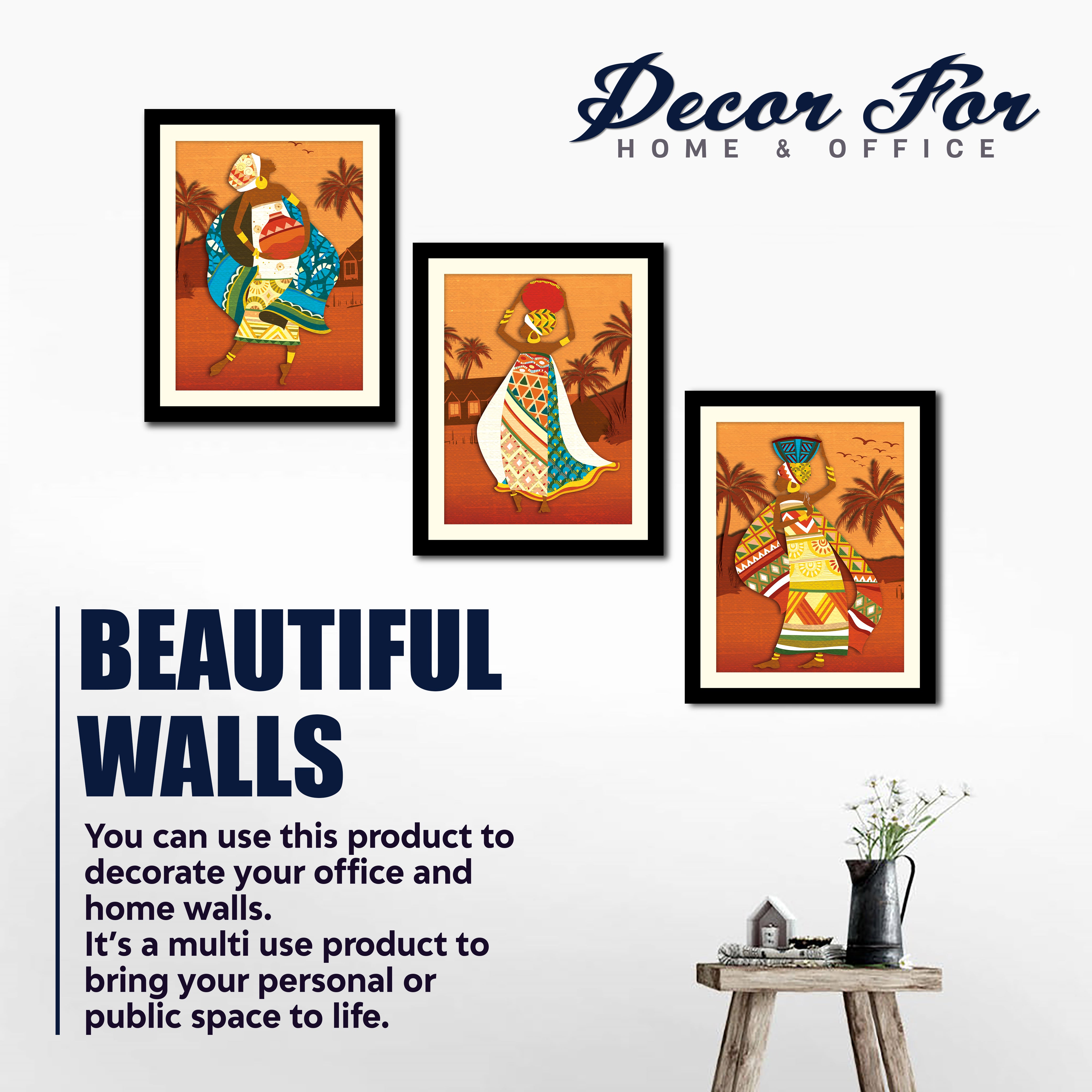 African Warli Art Premium Multi Frame Wall Art