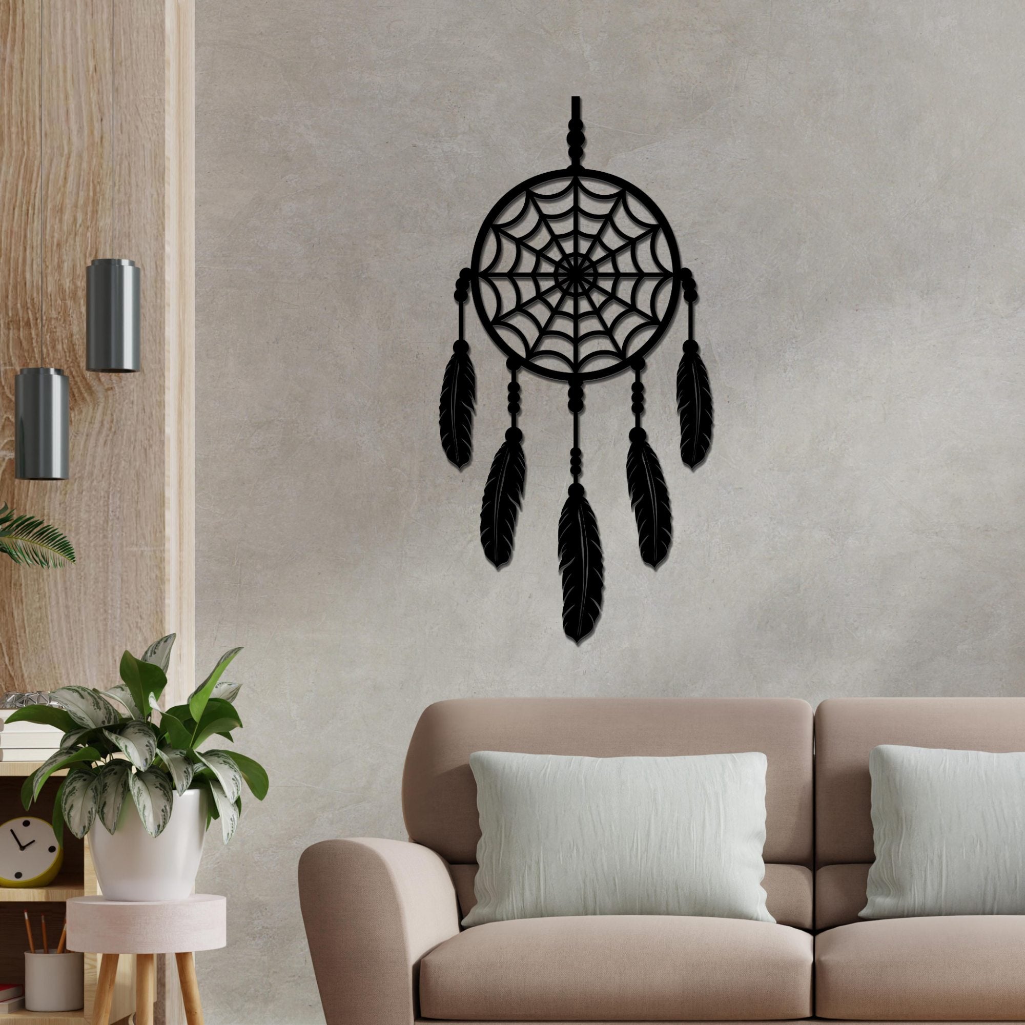 Amazing Dream Catcher with Five Feathers Design Premium Wooden Wall Hanging