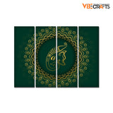 Auspicious Lord Ganesha Head Canvas Wall Painting of Four Pieces