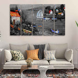 Beautiful Lake View Scenery Canvas Wall Painting Set of Five
