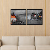 Beautiful Lake View Scenery Wall Painting of 2 Pieces Floating Frame