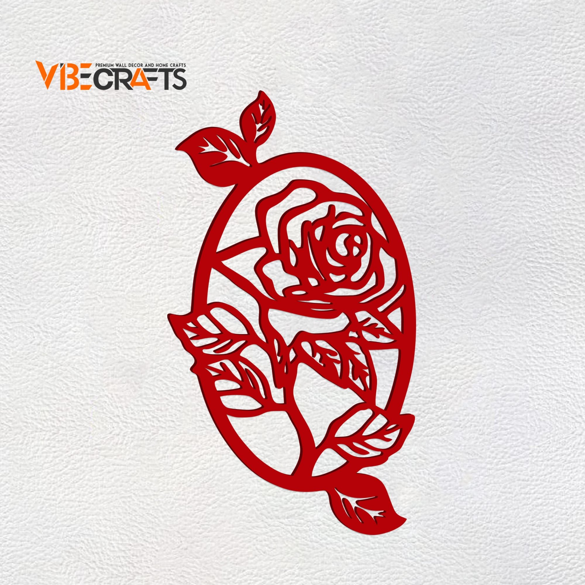 Beautiful Red Rose in Oval Shape Design Premium Quality Wooden Wall Hanging