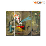 Beautiful Shree Ganesh Premium Wall Painting Set of Four