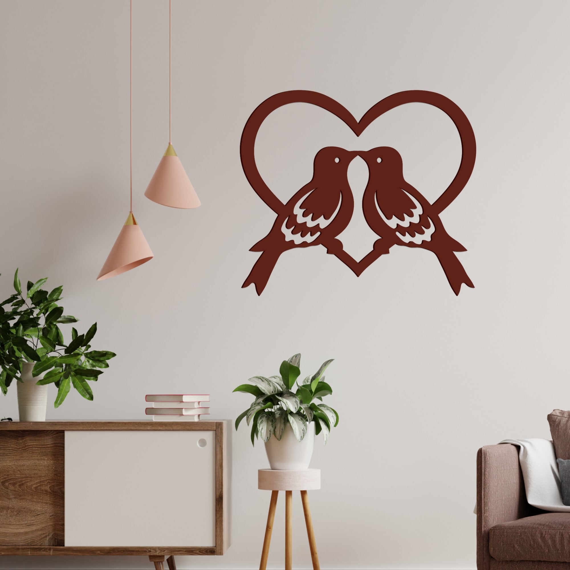Birds in Heart Design Premium Quality Wooden Wall Hanging